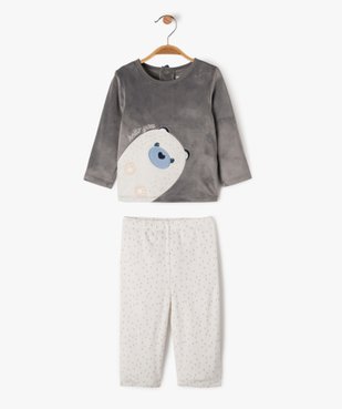 Pyjama en velours deux pièces avec motif ours bébé garçon vue1 - GEMO(BB COUCHE) - GEMO