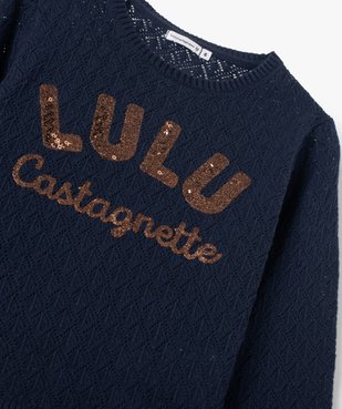 Pull fille ajouré et pailleté - Lulu Castagnette vue2 - LULUCASTAGNETTE - GEMO