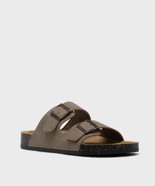 Sandales mules en suédine à larges brides homme - Isotoner vue2 - ISOTONER - GEMO