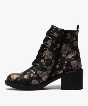 Bottines femme à talon et semelle crantée dessus imprimé vue3 - GEMO(URBAIN) - GEMO