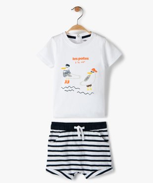 Ensemble bébé garçon tee-shirt + short en jersey (2 pièces) vue1 - GEMO(BEBE DEBT) - GEMO