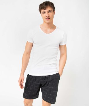 Tee-shirt homme à manches courtes et col V en coton biologique (lot de 2) vue1 - GEMO 4G HOMME - GEMO