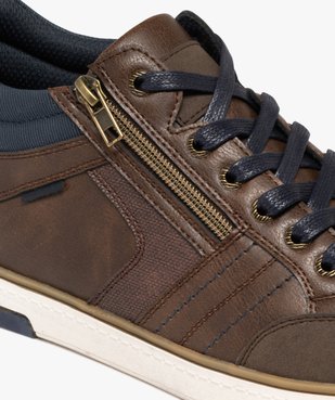 Baskets homme mid-cut avec supriqûres contrastantes et à lacets cirés  vue7 - URBAN STEPS - GEMO