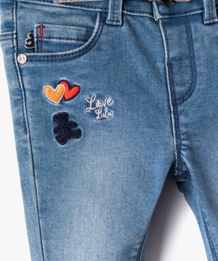 Jean bébé fille slim avec ceinture pailletée - Lulu Castagnette vue2 - LULUCASTAGNETTE - GEMO