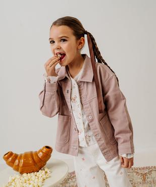 Veste en twill de coton à col chemise et poches plaquées fille vue1 - GEMO 4G FILLE - GEMO