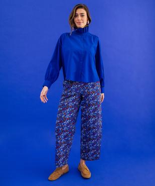 Pantalon coupe barrel en coton fleuri à taille élastiquée femme vue6 - GEMO(FEMME PAP) - GEMO