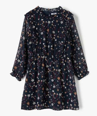 Robe fille en voile avec motifs fleuris et petits volants vue1 - GEMO (ENFANT) - GEMO