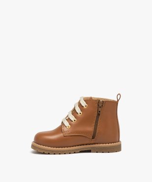 Boots bébé fille en cuir uni avec lacets irisés et à zip vue3 - NA! - GEMO