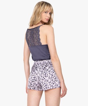 Haut de pyjama femme à fines bretelles et dos dentelle vue2 - GEMO(HOMWR FEM) - GEMO