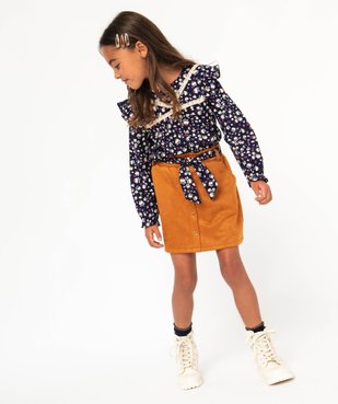 Jupe avec taille élastique et ceinture fleurie fille - LuluCastagnette vue6 - LULUCASTAGNETTE - GEMO