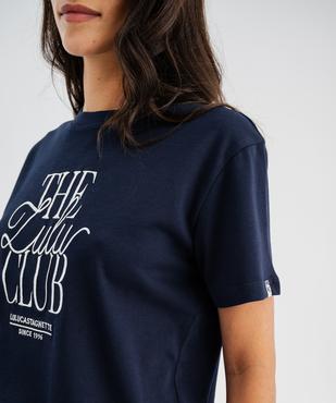 Tee-shirt manches courtes en jersey de coton épais brodé femme - LuluCastagnette vue3 - LULU CASTAGNETTE G4G D - GEMO