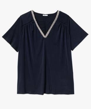 Tee-shirt à manches courtes avec col V brodé femme grande taille vue4 - GEMO (G TAILLE) - GEMO