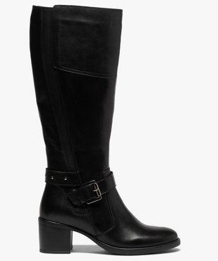 Bottes femme unies à talon carré et bride décorative vue1 - GEMO(URBAIN) - GEMO
