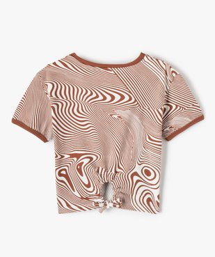 Tee-shirt fille court et imprimé avec nœud fantaisie au dos vue3 - GEMO (JUNIOR) - GEMO