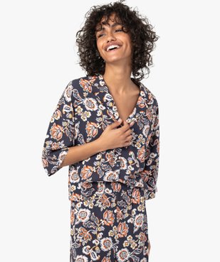 Haut de pyjama femme forme chemise à motifs fleuris vue1 - GEMO(HOMWR FEM) - GEMO