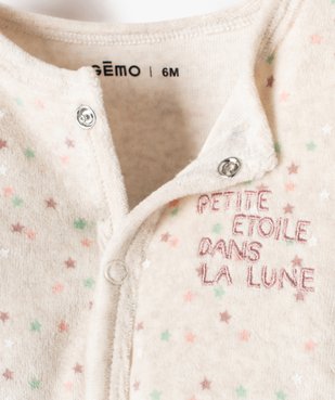 Pyjama bébé en velours ouvert devant avec motifs étoiles vue3 - GEMO(BB COUCHE) - GEMO