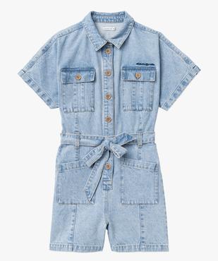 Combishort en jean look saharienne femme - LuluCastagnette vue5 - LULUCASTAGNETTE - GEMO