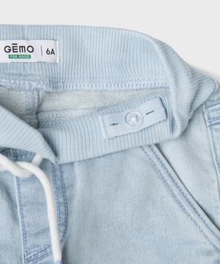 Bermuda en jean extensible délavé avec taille en bord-côte garçon vue2 - GEMO (ENFANT) - GEMO