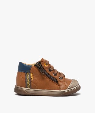 Chaussures premiers pas bébé garçon à lacets et zip - Bopy vue1 - BOPY - GEMO