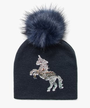 Bonnet fille avec motif en sequins réversibles et pompon vue2 - GEMO (ENFANT) - GEMO