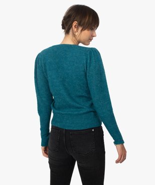 Pull femme avec col V en guipure vue3 - GEMO(FEMME PAP) - GEMO