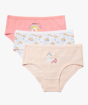 Shorty coton stretch imprimé licorne fille (lot de 3) vue2 - GEMO 4G FILLE - GEMO