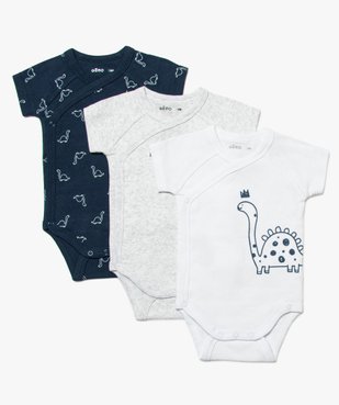 Body bébé garçon avec motifs dinosaures (lot de 3) vue1 - GEMO C4G BEBE - GEMO