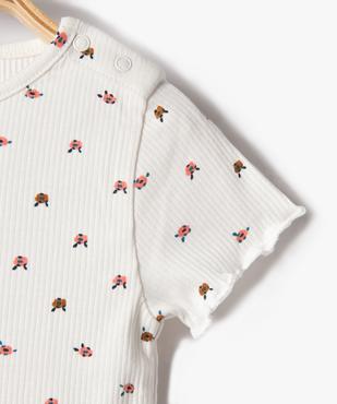 Tee-shirt à manches courtes en maille côtelée bébé fille vue2 - GEMO(BEBE DEBT) - GEMO