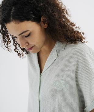 Chemise de nuit en seersucker à petits carreaux femme vue2 - GEMO(HOMWR FEM) - GEMO