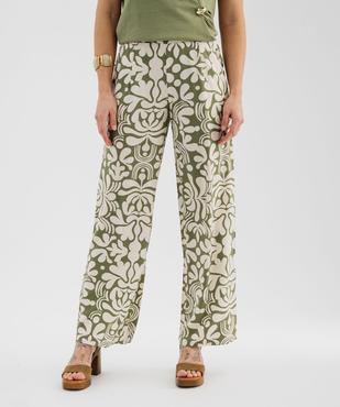 Pantalon fluide imprimé coupe large femme vue1 - GEMO 4G FEMME - GEMO