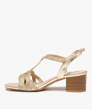 Sandales femme à talon et brides métallisées en cordelette vue3 - GEMO(URBAIN) - GEMO