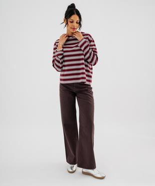 Tee-shirt manches longues à rayures coupe large femme vue4 - GEMO 4G FEMME - GEMO