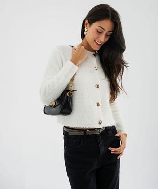 Gilet en maille bouclette avec boutons fantaisie femme  vue1 - GEMO(FEMME PAP) - GEMO