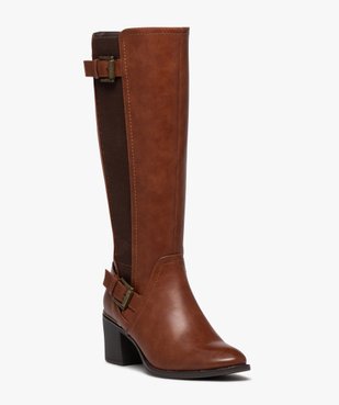 Bottes femme unies à talon carré avec liseré métallisé vue2 - GEMO(URBAIN) - GEMO