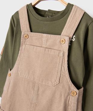 Ensemble 2 pièces salopette et tee-shirt manches longues bébé garçon vue2 - GEMO(BEBE DEBT) - GEMO