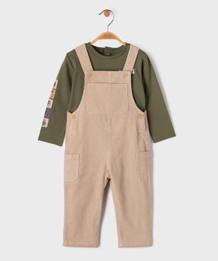 Ensemble 2 pièces salopette et tee-shirt manches longues bébé garçon vue1 - GEMO(BEBE DEBT) - GEMO