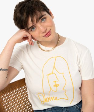 Tee-shirt femme à manches courtes avec motif brodé vue1 - GEMO(FEMME PAP) - GEMO
