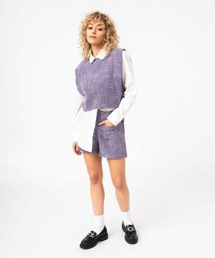 Short aspect tweed avec poches sur l’avant femme vue6 - GEMO(FEMME PAP) - GEMO