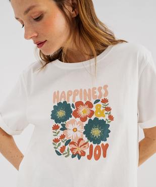 Haut de pyjama à manches courtes à motifs fleuris femme vue2 - GEMO 4G FEMME - GEMO