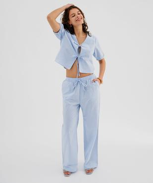 Blouse manches courtes bouffantes avec liens à nouer femme vue5 - GEMO(FEMME PAP) - GEMO