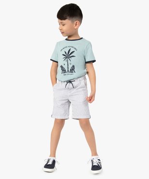Tee-shirt garçon à manches courtes en coton flammé avec détails contrastants vue5 - GEMO (ENFANT) - GEMO