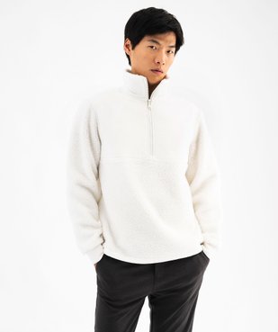 Sweat en sherpa avec grand col zippé homme vue1 - GEMO (HOMME) - GEMO
