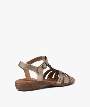 Sandales femme confort à brides unies avec bijou central fantaisie vue4 - GEMO (CONFORT) - GEMO