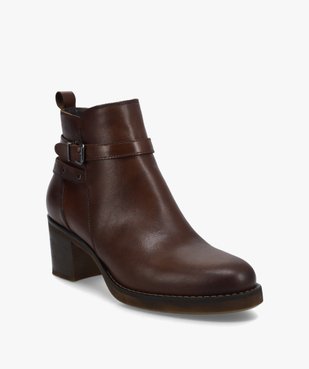Boots femme à talon dessus cuir et bride à clous - Tanéo vue2 - TANEO - GEMO