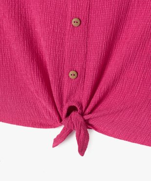 Tee-shirt à manches courtes avec bas noué fille vue2 - GEMO 4G FILLE - GEMO