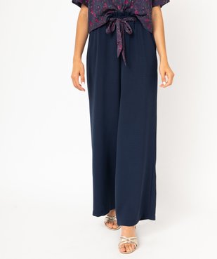 Pantalon femme en maille fluide avec ceinture imprimée vue1 - GEMO(FEMME PAP) - GEMO