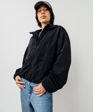 Sweat zippé à capuche coupe courte en matière déperlante fille vue1 - GEMO (JUNIOR) - GEMO