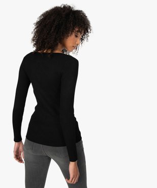 Pull femme en maille côtelée avec col carré vue3 - GEMO(FEMME PAP) - GEMO