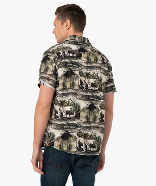 Chemise homme à manches courtes motif animaux de la savane vue3 - GEMO (HOMME) - GEMO