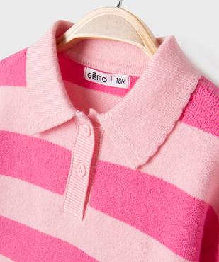 Pull rayé à col polo bébé fille vue2 - GEMO(BEBE DEBT) - GEMO
